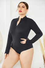 Load image into Gallery viewer, Plus Size Zip Up Long Sleeve Bodysuit