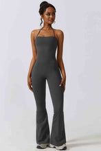 Load image into Gallery viewer, Halter Neck Flare Sport Jumpsuit