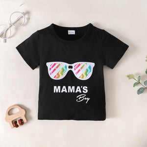 Boys MAMA'S BOY Graphic T-Shirt and Camouflage Shorts Set