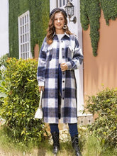 Load image into Gallery viewer, Plaid Button Up Dropped Shoulder Coat