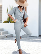 Load image into Gallery viewer, Buttoned Half Sleeve Round Neck Jumpsuit