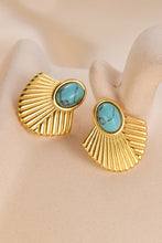 Load image into Gallery viewer, Turquoise 18K Gold Plated Stud Earrings