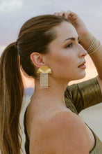 Load image into Gallery viewer, 18K Gold Plated Fan Fringe Dangle Earrings