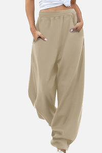 Elastic Waist Parachute Sweatpants with Pockets