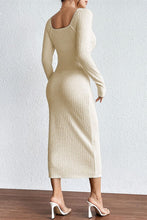 Load image into Gallery viewer, Texture Cutout Square Neck Long Sleeve Dress