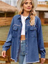 Load image into Gallery viewer, Raw Hem Denim Jacket with Pockets