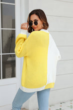 Load image into Gallery viewer, Open Front Contrast Color Balloon Sleeve Cardigan