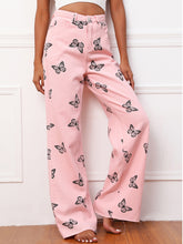 Load image into Gallery viewer, Butterfly Pattern Wide Leg Jeans