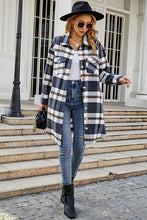 Load image into Gallery viewer, Plaid Button Up Collared Neck Coat with Pockets