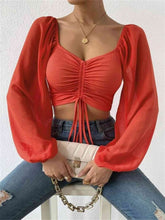 Load image into Gallery viewer, Drawstring Sweetheart Neck Cropped Top