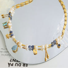 Load image into Gallery viewer, 18K Gold-Plated Beaded Charm Necklace