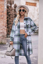 Load image into Gallery viewer, Plaid Dropped Shoulder Longline Jacket