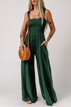 Load image into Gallery viewer, Smocked Square Neck Wide Leg Jumpsuit with Pockets