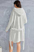 Load image into Gallery viewer, Fuzzy Tied Pocketed Hooded Lounge Nightgown