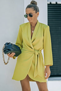 ON MY WAY Belted Blazer Dress