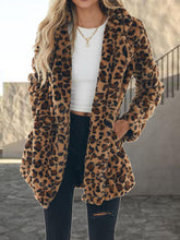 Load image into Gallery viewer, Leopard Collared Neck Coat with Pockets