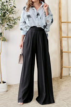 Load image into Gallery viewer, Pocketed Dropped Shoulder Shirt and Wide Leg Pants Set