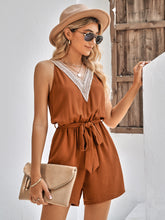 Load image into Gallery viewer, Contrast Belted Sleeveless Romper with Pockets