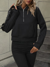 Load image into Gallery viewer, Zip-Up Raglan Sleeve Hoodie with Pocket