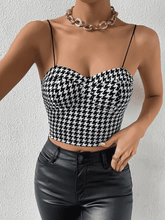 Load image into Gallery viewer, Cropped Sweetheart Neck Houndstooth Pattern Cami