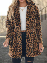 Load image into Gallery viewer, Leopard Collared Neck Coat with Pockets