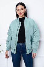 Load image into Gallery viewer, Ruched Zip Up Dropped Shoulder Jacket