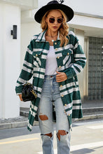 Load image into Gallery viewer, Plaid Button Up Collared Neck Coat with Pockets