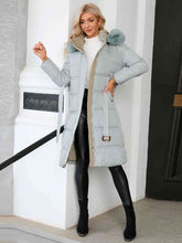 Load image into Gallery viewer, Longline Hooded Winter Coat with Pockets