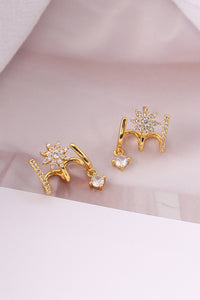 18K Gold Plated Flower Zircon Earrings