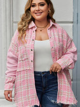 Load image into Gallery viewer, Plus Size Plaid Pocketed Snap Down Jacket