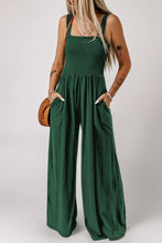 Load image into Gallery viewer, Smocked Square Neck Wide Leg Jumpsuit with Pockets