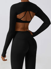 Load image into Gallery viewer, Cropped Cutout Long Sleeve Sports Top