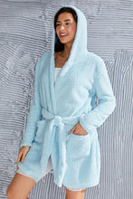 Load image into Gallery viewer, Fuzzy Tied Pocketed Hooded Lounge Nightgown