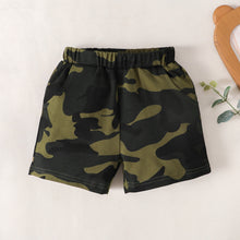 Load image into Gallery viewer, Boys MAMA&#39;S BOY Graphic T-Shirt and Camouflage Shorts Set