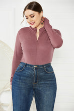 Load image into Gallery viewer, Plus Size Zip Up Long Sleeve Bodysuit