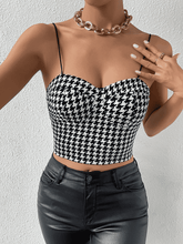 Load image into Gallery viewer, Cropped Sweetheart Neck Houndstooth Pattern Cami