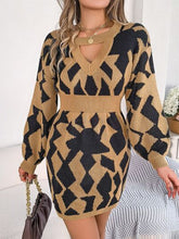 Load image into Gallery viewer, Contrast Round Neck Cutout Long Sleeve Mini Sweater Dress