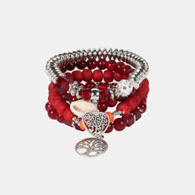 Load image into Gallery viewer, Silver-Plated Beaded Charm Bracelet