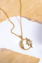 Load image into Gallery viewer, Copper 14K Gold Pleated Moon &amp; Star Shape Pendant Necklace