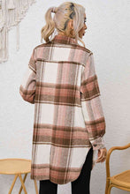 Load image into Gallery viewer, Plaid Collared Neck Longline Jacket