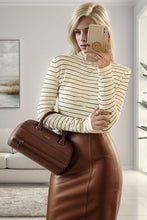 Load image into Gallery viewer, Striped Turtleneck Long Sleeve T-Shirt