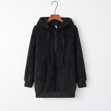 Load image into Gallery viewer, Quarter-Zip Drawstring Teddy Hoodie