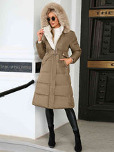 Load image into Gallery viewer, Longline Hooded Winter Coat with Pockets