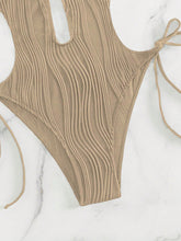 Load image into Gallery viewer, Textured Cutout Tied One-Piece Swimwear