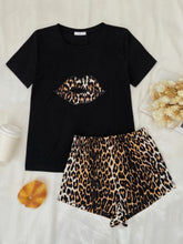 Load image into Gallery viewer, Leopard Lip Graphic Top and Shorts Lounge Set