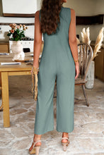 Load image into Gallery viewer, Pocketed Half Button Sleeveless Jumpsuit