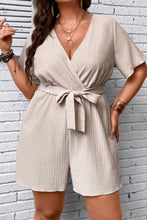 Load image into Gallery viewer, Plus Size Tie Waist Surplice Neck Romper