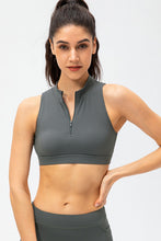 Load image into Gallery viewer, Full Size Cropped Cutout Back Zipper Front Active Tank Top