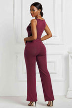 Load image into Gallery viewer, Button Detail Tie Waist Jumpsuit with Pockets