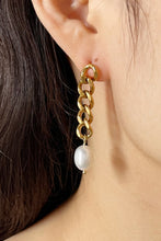 Load image into Gallery viewer, Stainless Steel Pearl Asymmetrical Earrings